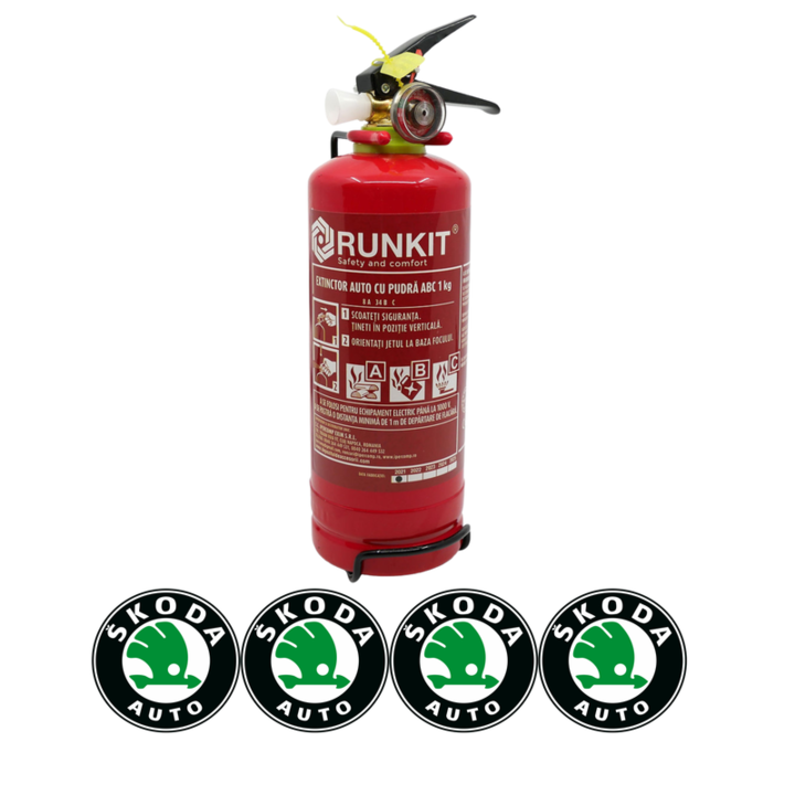 Stingator extinctor omologat R.A.R cu manometru tip P1 1000ml si 4 stickere autoadezive SKODA