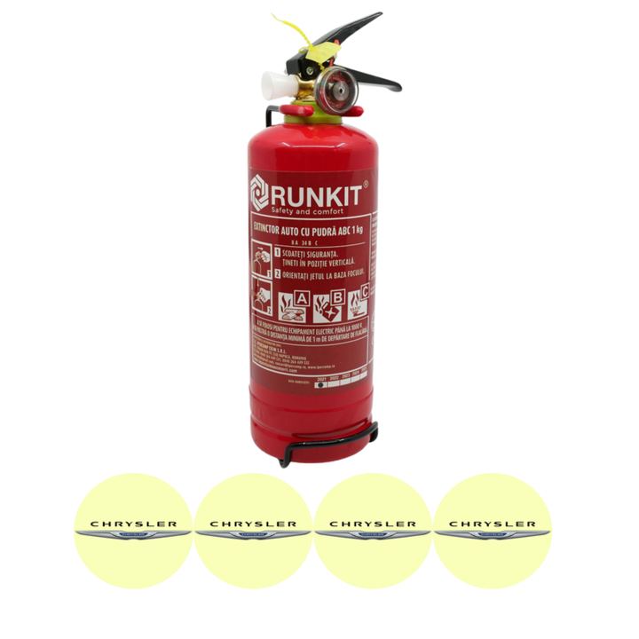 Stingător RUNKIT cu Manometru P1 1000ml și 4 Stickere Autoadezive, Omologat R.A.R.