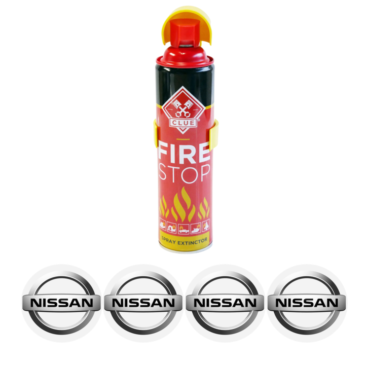 Set Stingator extinctor tip spray FIRE STOP 1000ml si 4 stickere autoadeziveNISSAN