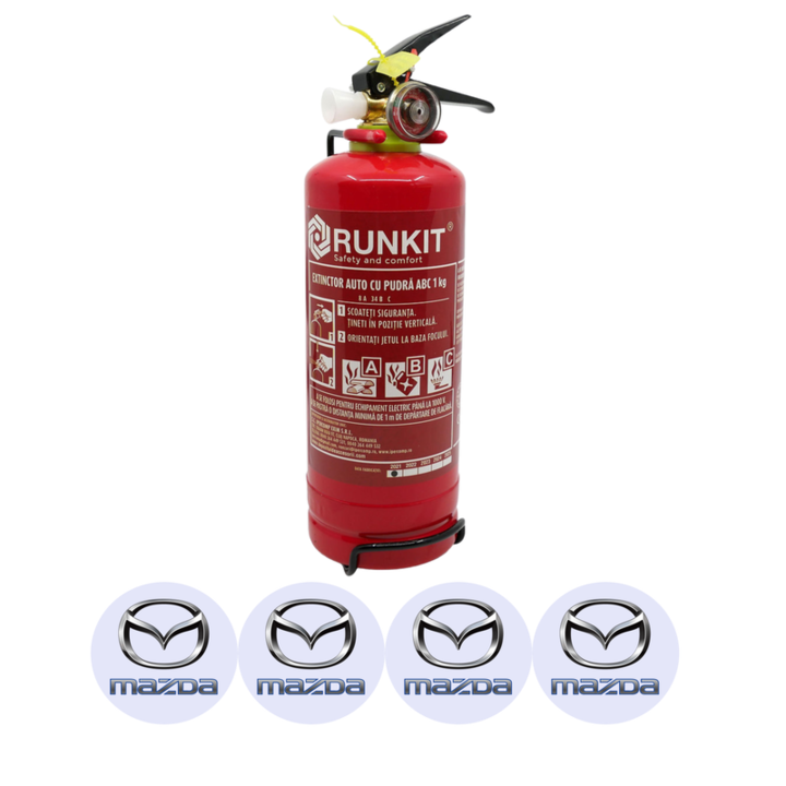 Stingător Auto RUNKIT P1 1000ml cu Manometru și 4 Stickere Autoadezive