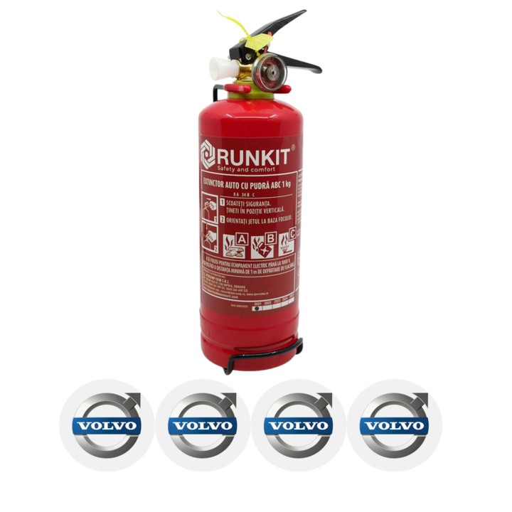 Stingător Auto RUNKIT 1000ml cu Manometru și 4 Stickere Autoadezive