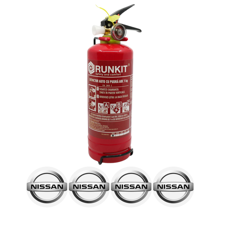 Stingator extinctor omologat R.A.R cu manometru tip P1 1000ml si 4 stickere autoadeziveNISSAN