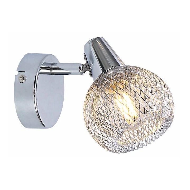 Стенна лампа, Reality, Loretto, сребрист хром, 13x13x10см