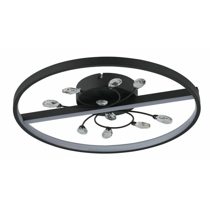 LED лампа Dacota 24W, черна, с кристали, 30х30см