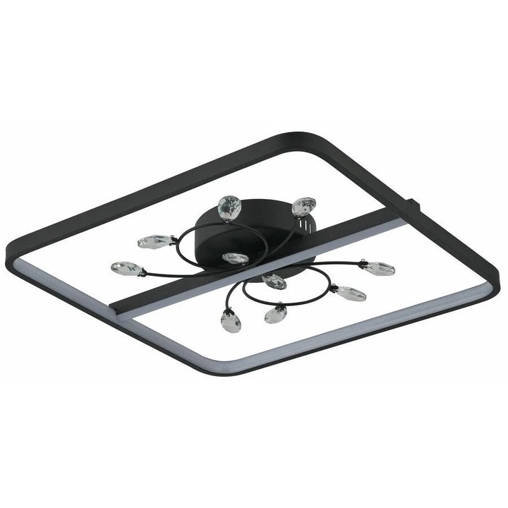 Модерна LED таванна лампа Reality, черна, квадратна, 24W, 7x45x45см