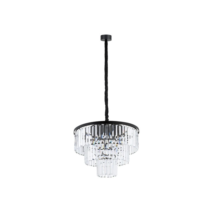 Висящ полилей CRISTAL, Nowodvorski, кристал/стомана, черен, E14, 40W, 220-230V