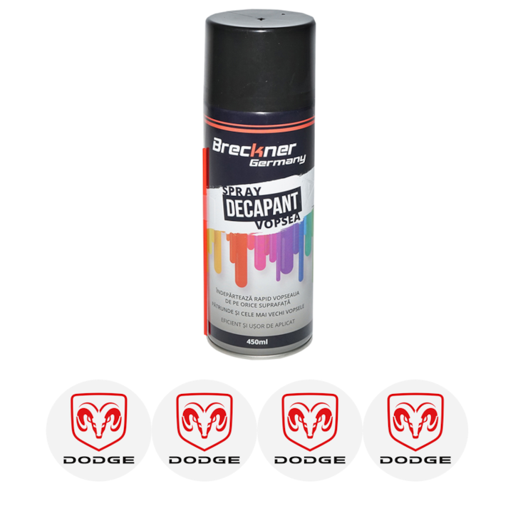 Set Spray pentru indepartare vopsea, decapant 450ml Breckner Germany si 4 stickere autoadezive DODGE