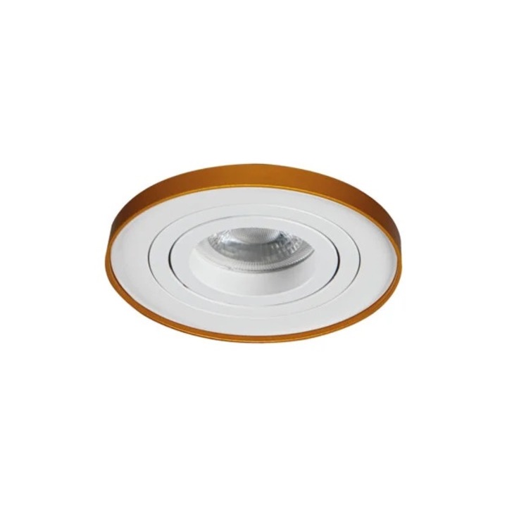 Spot Kanlux TINY BORD, alb-auriu, reglabil, 1xGX5.3/GU10, D9.8xH3.7cm, IP20