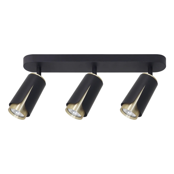 Spoturi Milagro Flower, 3 reflectoare, GU10, negru/auriu, 48.3x10x7cm