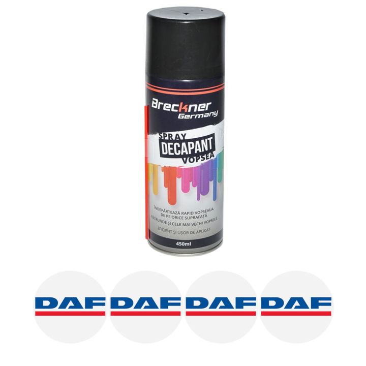 Set Spray pentru indepartare vopsea, decapant 450ml Breckner Germany si 4 stickere autoadezive DAF