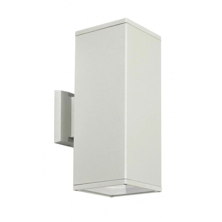Aplica de perete exterioara SU-MA Adela, aluminiu argintiu, 30x12 cm, 2xE27, IP54