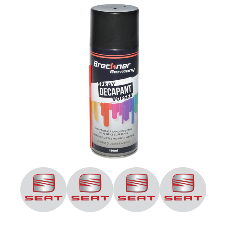 Set Spray pentru indepartare vopsea, decapant 450ml Breckner Germany si 4 stickere autoadezive SEAT