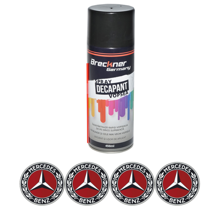 Set Spray pentru indepartare vopsea, decapant 450ml Breckner Germany si 4 stickere autoadezive MERCEDES