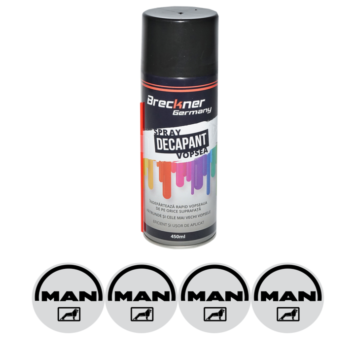 Set Spray pentru indepartare vopsea, decapant 450ml Breckner Germany si 4 stickere autoadezive MAN