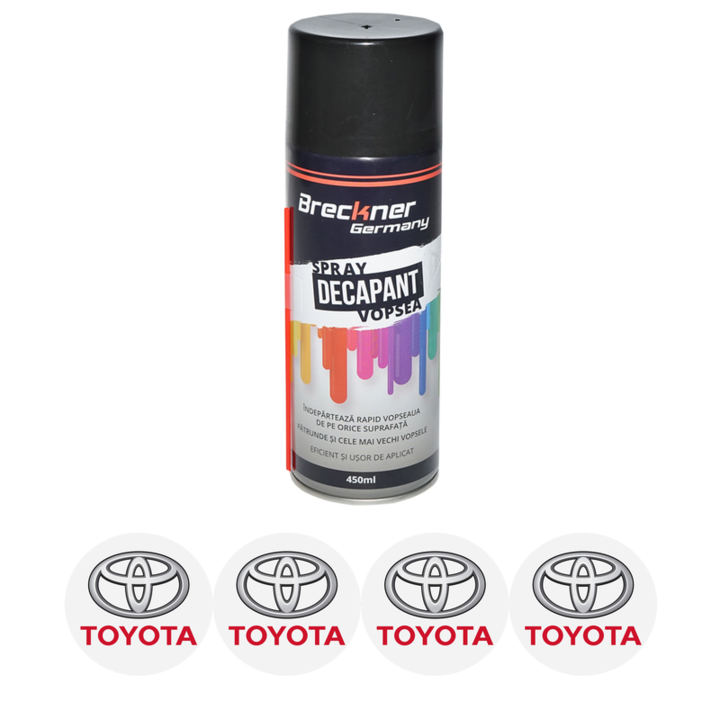Set Spray pentru indepartare vopsea, decapant 450ml Breckner Germany si 4 stickere autoadezive TOYOTA