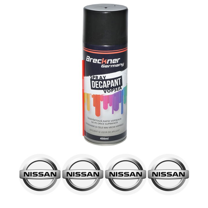 Set Spray pentru indepartare vopsea, decapant 450ml Breckner Germany si 4 stickere autoadezive NISSAN
