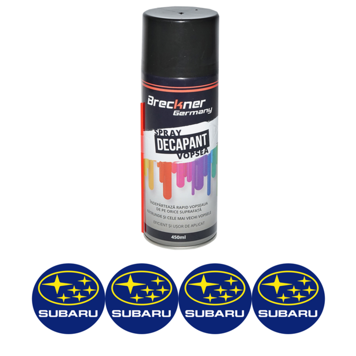 Set Spray pentru indepartare vopsea, decapant 450ml Breckner Germany si 4 stickere autoadezive SUBARU