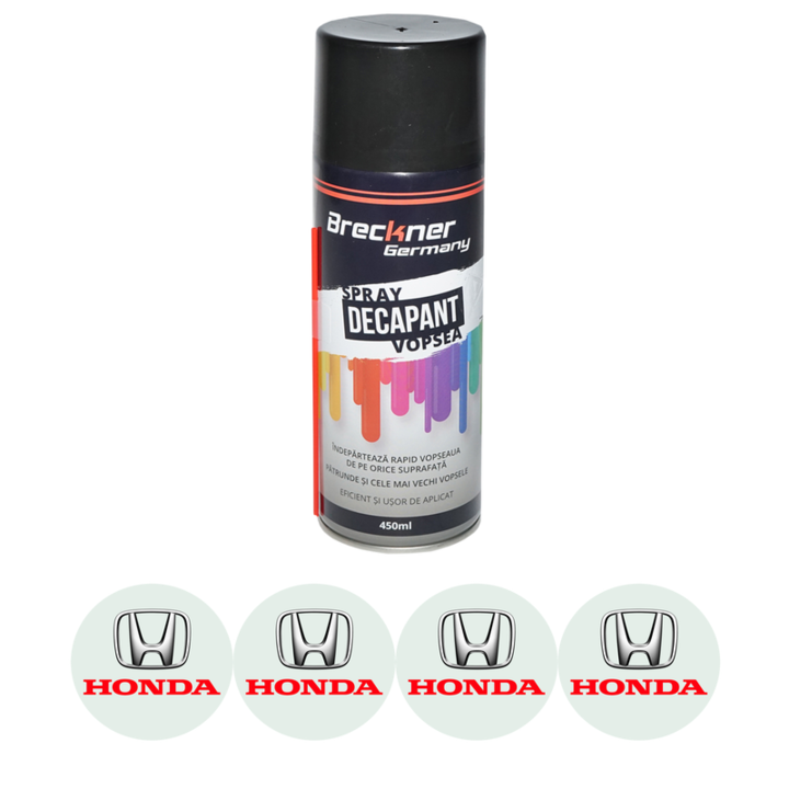 Set Spray pentru indepartare vopsea, decapant 450ml Breckner Germany si 4 stickere autoadezive HONDA
