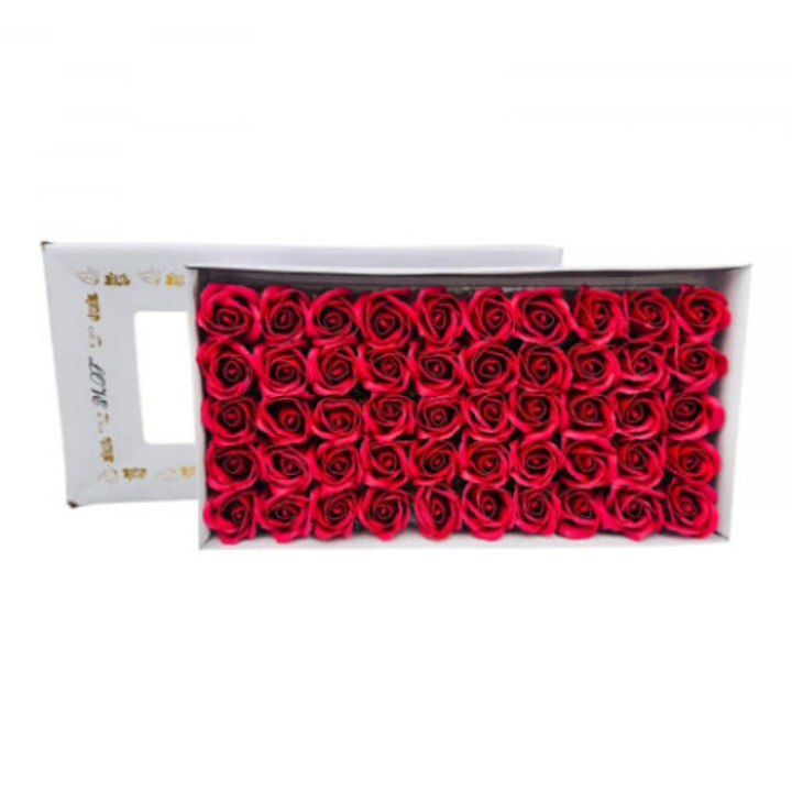 Set de 50 Trandafiri din Sapun Parfumat, bordo – Eleganta si Profitabilitate