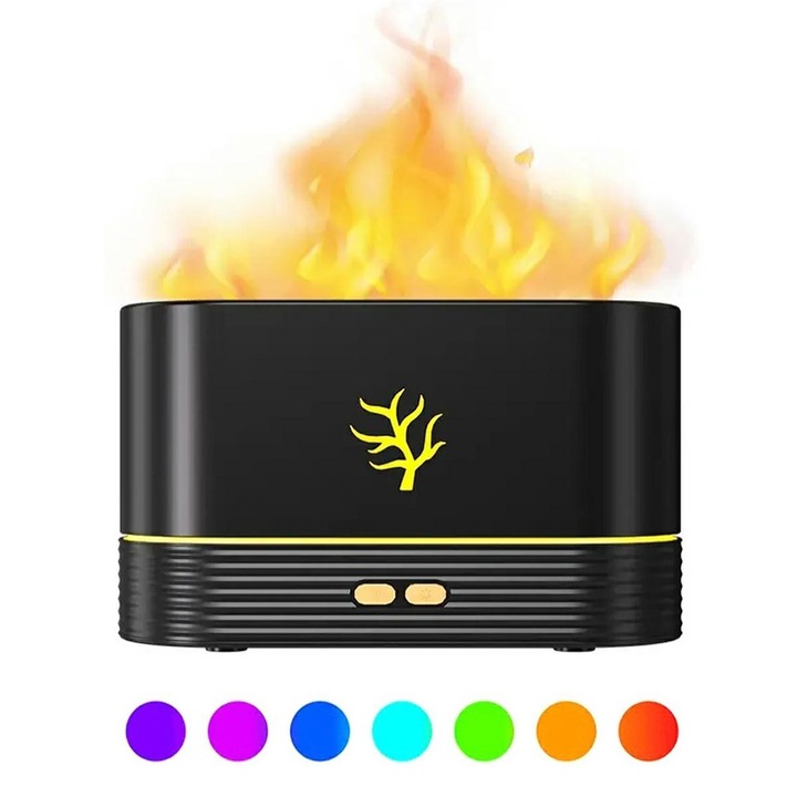 Umidificator de aer, LED, 2 moduri, plastic, negru, 17x10x7 cm