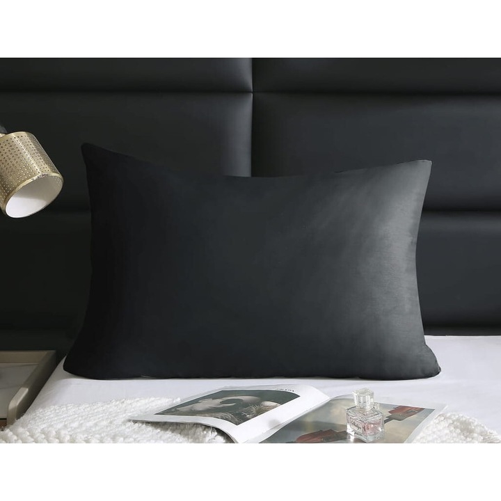 Fată de pernă, Spod Igły i Nitki, satin bumbac, 50x60cm, neagră