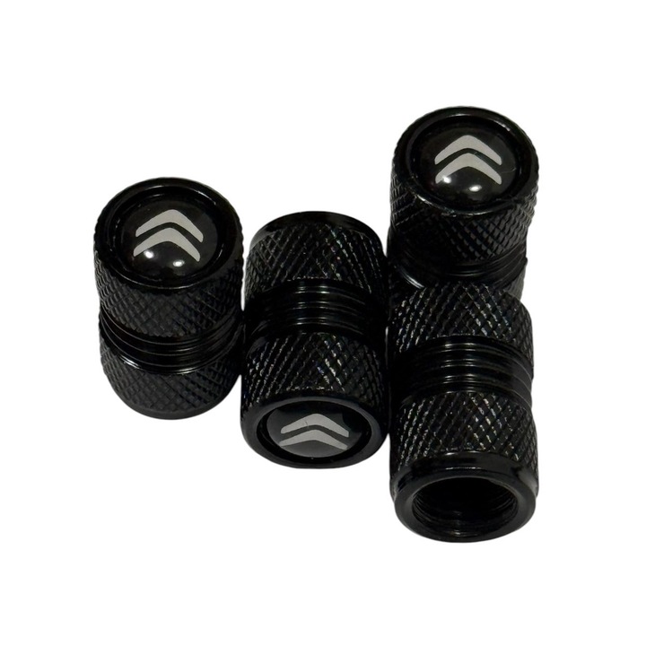 Set 4 capacele din aluminiu pentru ventil auto, Citroën, Negru
