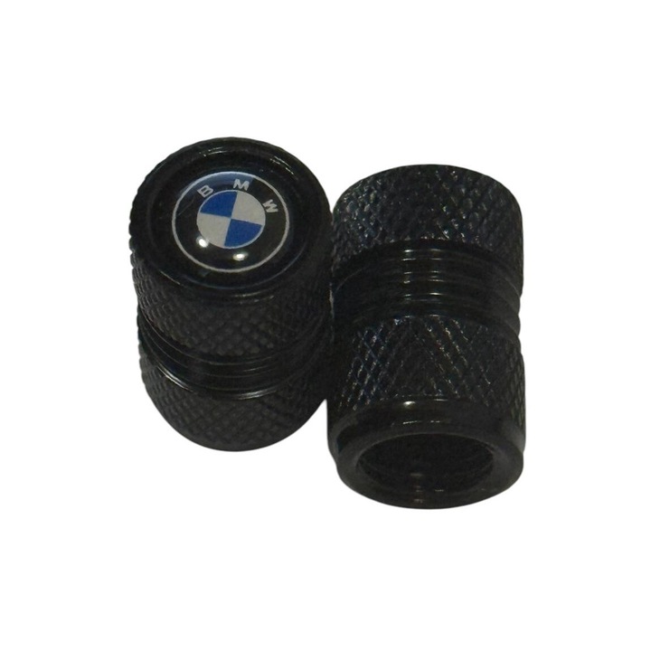 Комплект 2 броя алуминиеви капачки за автомобилни вентили BMW, черни