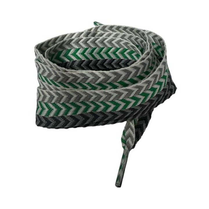 Set 2 sireturi plate, 140 cm, verde multicolor