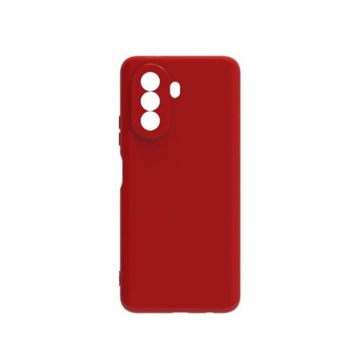 Кейс за Huawei Y90, течен силикон, с микрофибър отвътре, удароустойчив, червен
