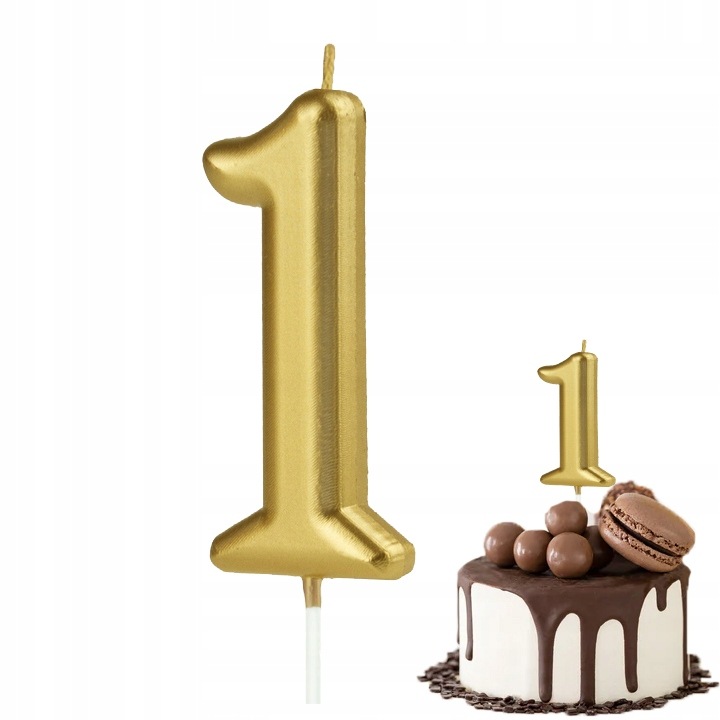 Candle Birthday Number 1, Dodo, Golden, 10cm, Set 1 bucata