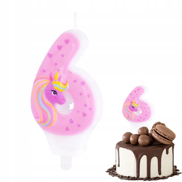 Candle Birthday Dodo, Number 6, Pink, 10cm, Set 1 buc.