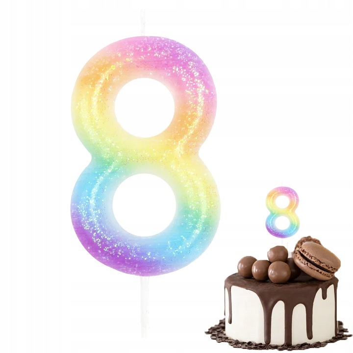 Candle birthday number 8, Dodo, colorat, 10cm, set 1 buc.
