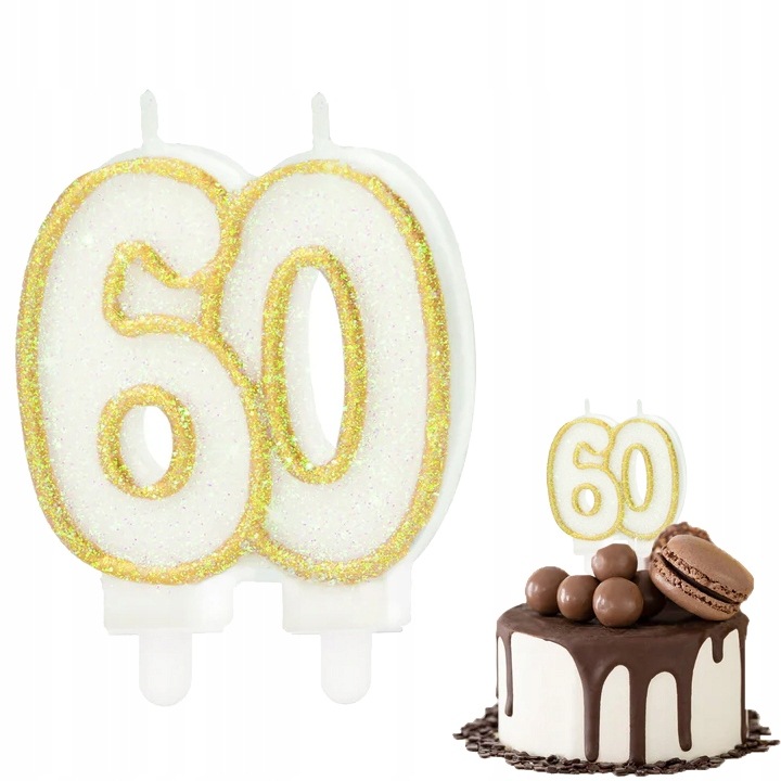 Candle birthday number 60, Dodo, aurie, 8,5cm, set 1 buc.