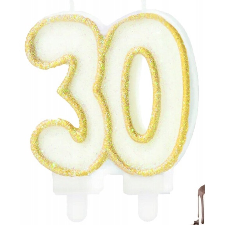 Candle Birthday Number 30, Dodo, Auriu