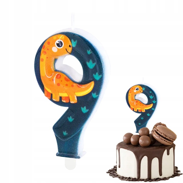 Candle birthday Dodo, number 9, green, 8.2cm