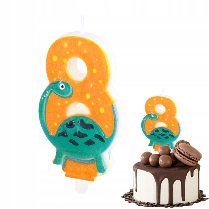 Candle birthday Dodo, number 8, green, 8.2cm