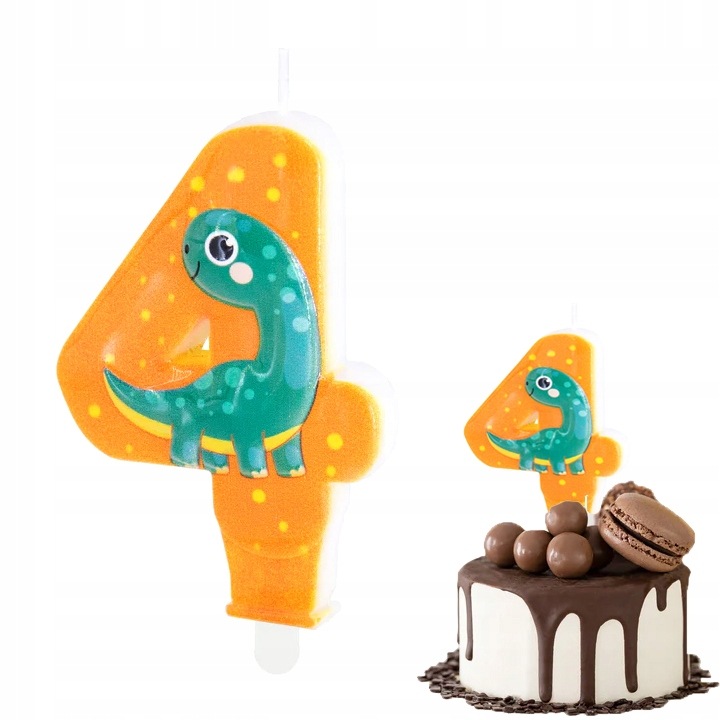 Candle birthday Dodo, number 4, green, 8.2cm
