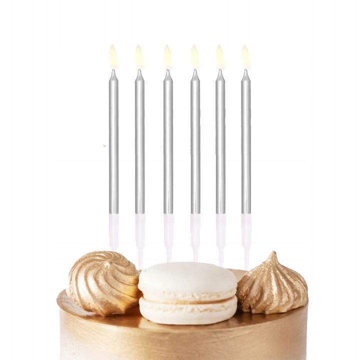 Set 6 lumanari de aniversare, Dodo, 13 cm, Argintiu