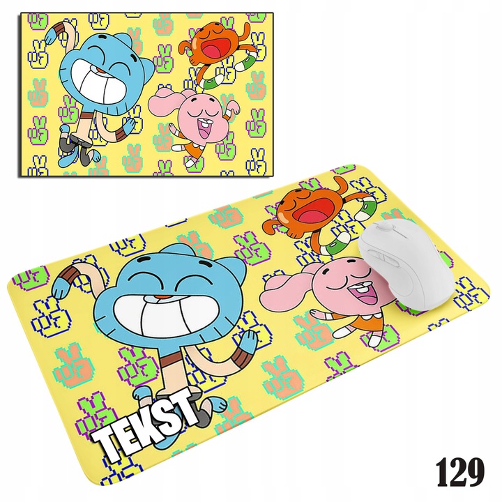 Mousepad World Case, Gambol Gumball, 29x36cm, csúszásmentes, változatos kivitel