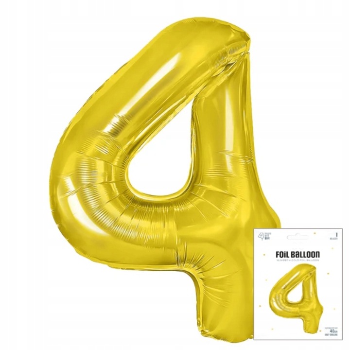 Фолиев балон номер 4, Додо, златен, 40 см, комплект 1 бр.