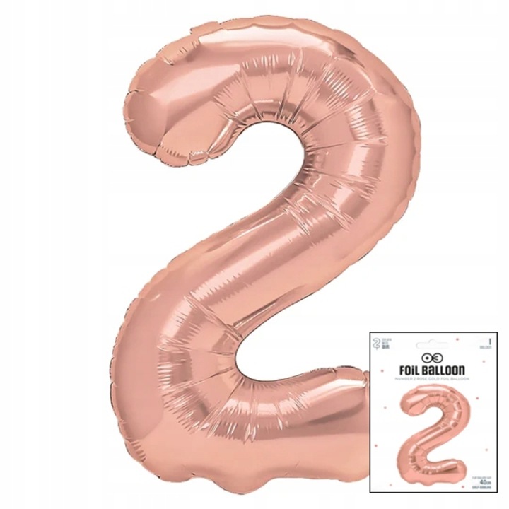 Fóliás lufi, Dodo, 2. szám, Rose Gold, 40cm, 1 db-os készlet.