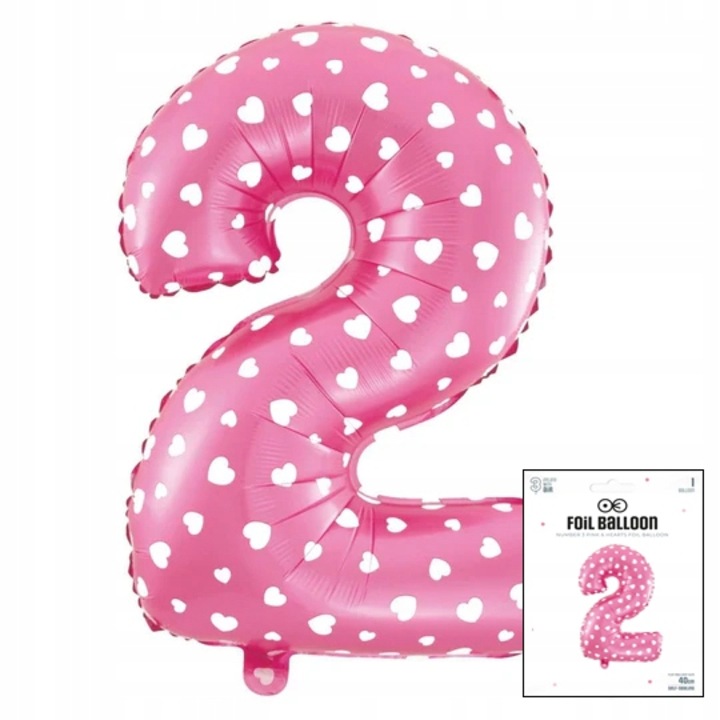 2-es számú fólia lufi, Dodo, rózsaszín, 40 cm, 1 db-os készlet