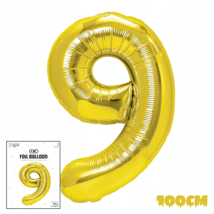 9-es számú fólia lufi, Dodo, arany, 100cm, 1 db-os készlet