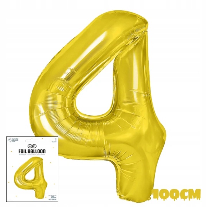 4-es számú fólia lufi, Dodo, arany, 100 cm, 1 db.
