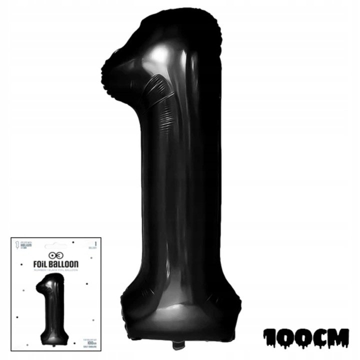 Фолиев балон номер 1, Додо, 100 см, черен, комплект от 1 бр.