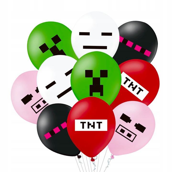 Комплект от 10 балона Minecraft с печат, Додо, 12 инча, латекс, многоцветни