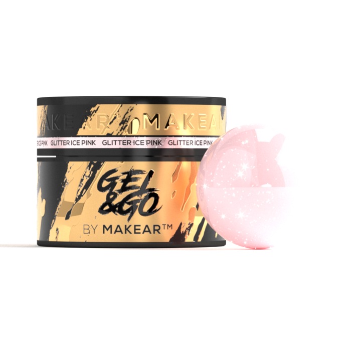 Makear Gel&Go GG21 Glitter Ice Pink építőzselé, 50 ml, sűrű állagú, önterülő, szagtalan