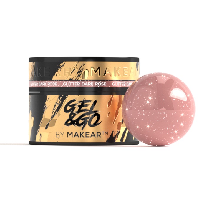 Gel de constructie Makear Gel&Go GG27, cu sclipici, roz inchis, 50 ml, consistenta densa, rezistent la deteriorare