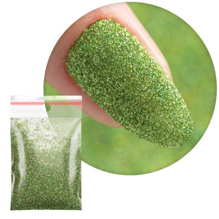 Sclipici pentru unghii Molly Lac, nr 23, 20g, utilizare profesionala si acasa, verde