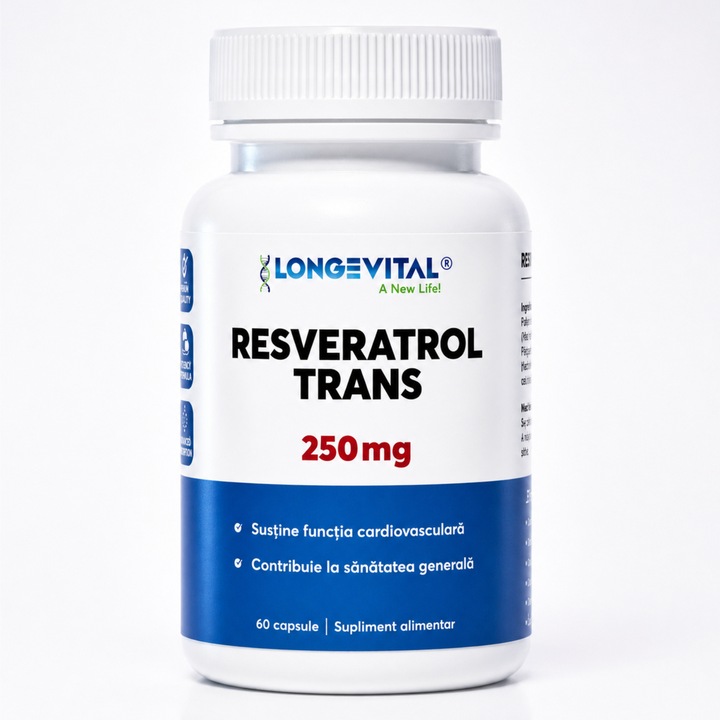 Resveratrol Trans Longevital® 250 mg, 60 capsule, Formula Bioactiva, Suport Antioxidant